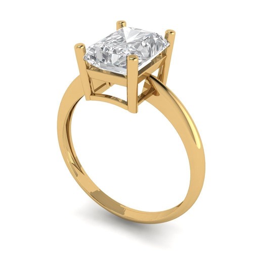 2.50 ct Radiant Cut Promise Wedding Statement anniversary Ring 14k Yellow gold - Picture 2 of 11