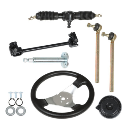 Go Kart Steering Wheel Steel Kit Gear Rack Pinion Shaft Set Fast 110cc ...