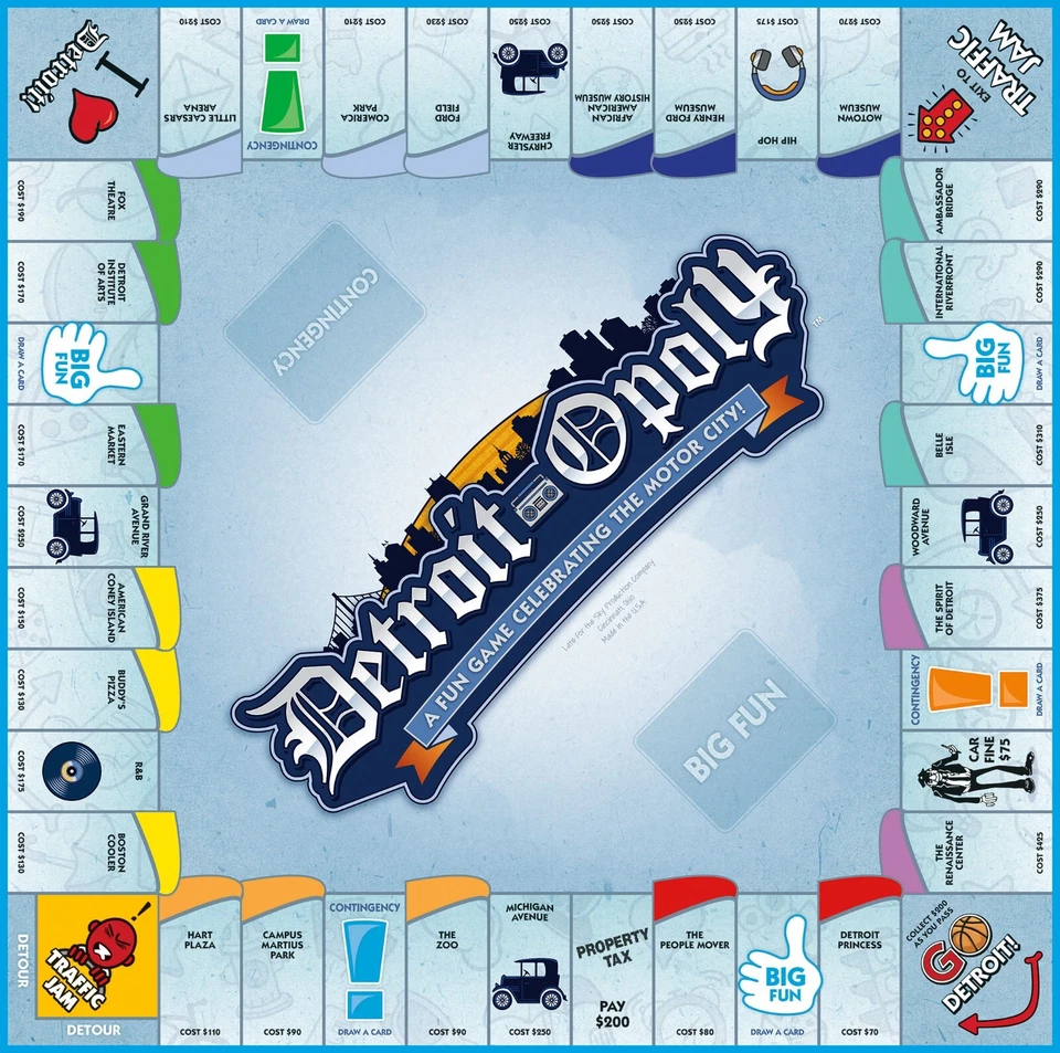 LIMITED EDITION DETROIT-OPOLY FAMILY BOARD GAME DETROIT MONOPOLY GAME NIGHT - Image 3 of 3