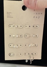 7 Pairs A New Day Women's Stud Drop Earrings Set Nickel Free Cubic Zirconia