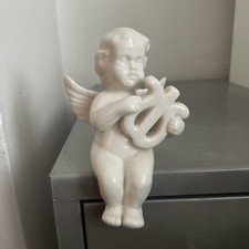 White Ceramic Cupid Sitting Ornament