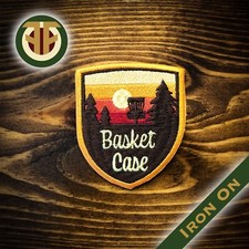 Embroidered Disc Golf Patch - Basket Case Autumn Sunset - Iron On FRIZBEE FIEND