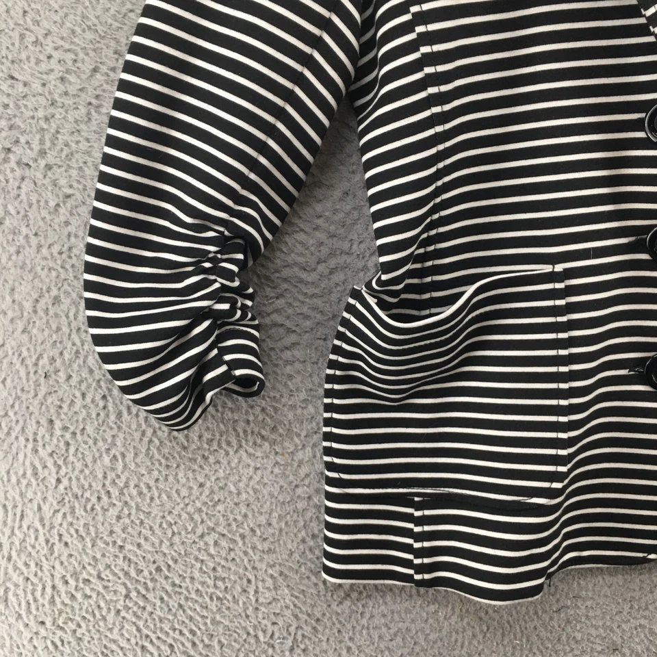 Chaqueta Blazer Karen Kane Mujer L Negra Multicolor Rayas Muesca Solapa Abotonada Foto 4 de 4
