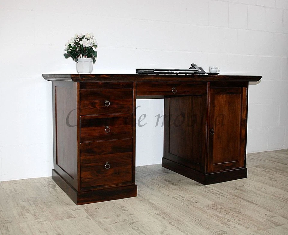 Massivholz Schreibtisch kirschbaumfarbe oder honig NEU Bürotisch PC-tisch holz - Bild 2 von 4