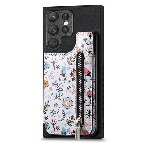 Fr Samsung S25 Ultra/S24 FE/S23+/S22 Flower Floral Zipper Card Wallet Stand Case - Zdjęcie 11 z 64