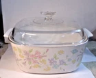 Vintage Corning Ware Casserole PASTEL BOUQUET A-5-B 5L Liter + Pyrex A-12-C Lid