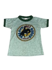 Vtg Volant Rodeo 1983 Pope AFB Boys Ringer Short Sleeve Green Shirt 6 8 Small