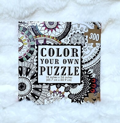 Color Your Own Jigsaw Puzzle - Mandalas - 18'' x 24'' - 300 Piece - Sealed