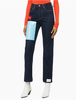 $128 Calvin Klein Ckj 030 High Rise Lisbon Jeans Dark Blue Size 30X30 