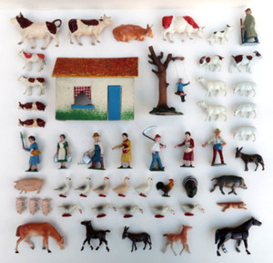 Figurine Animal De Ferme Blanchrie Frères - Le Dindon, En Plomb Peint, Occasion