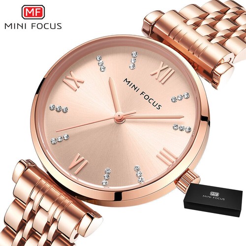 MINI FOCUS Damen Uhren Top Marke Strass Zifferblatt Lady Mädchen Stahl Armbanduhr - Bild 25 von 29