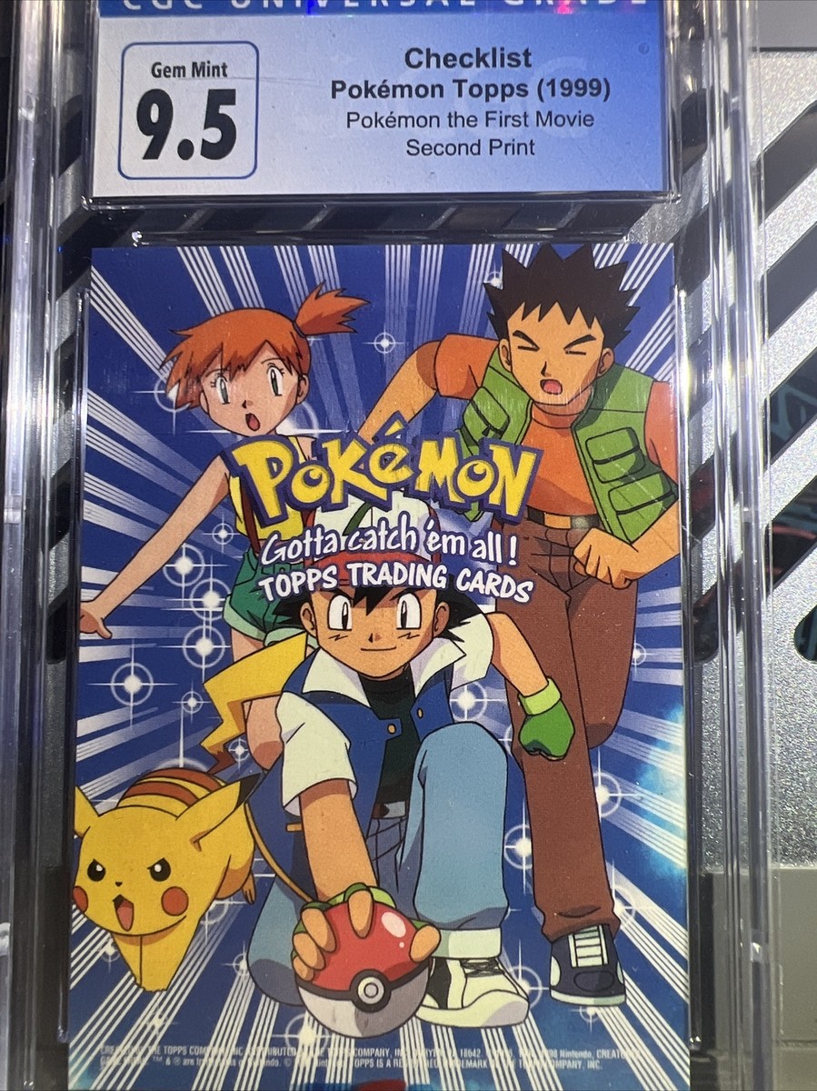 🔥RARE🔥 CGC 9.5 1999 Topps Pokemon Movie Edition Checklist Ash