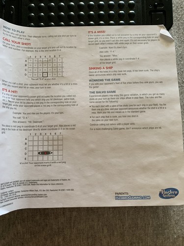BattleShip Board Game By Hasbro Gaming Includes Fun Activity Sheet USA Made - Picture 6 of 6