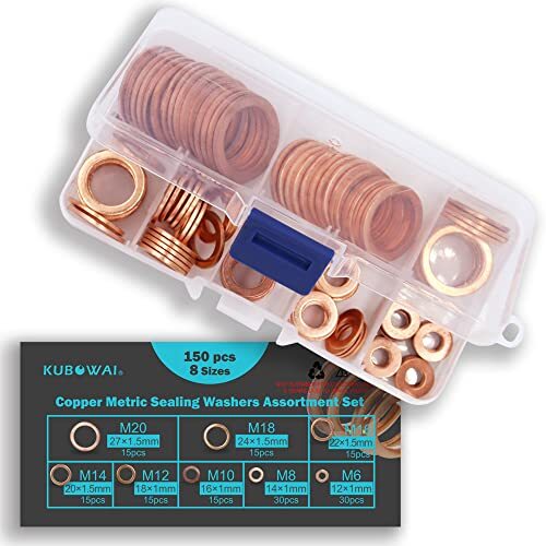 KUBOWAI set di 150 Guarnizioni in Rame M6-M20, Guarnizione Piatta in (r6C)