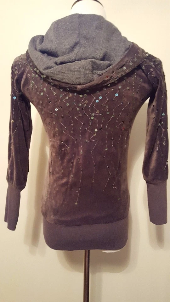 Sudadera con capucha Miss Me Girls marrón con lentejuelas talla L Foto 2 de 4