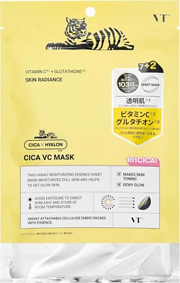 VT Cosmetics CICA VC Mask   Brightening & Hydrating Facial Mask (9 Sheets Pack)