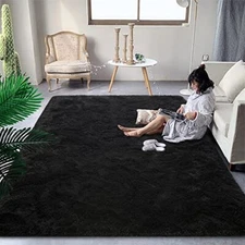 DweIke Extra Large Fluffy Area Rug, 9x12 Feet Modern Indoor 9 ft x 12 ft Black
