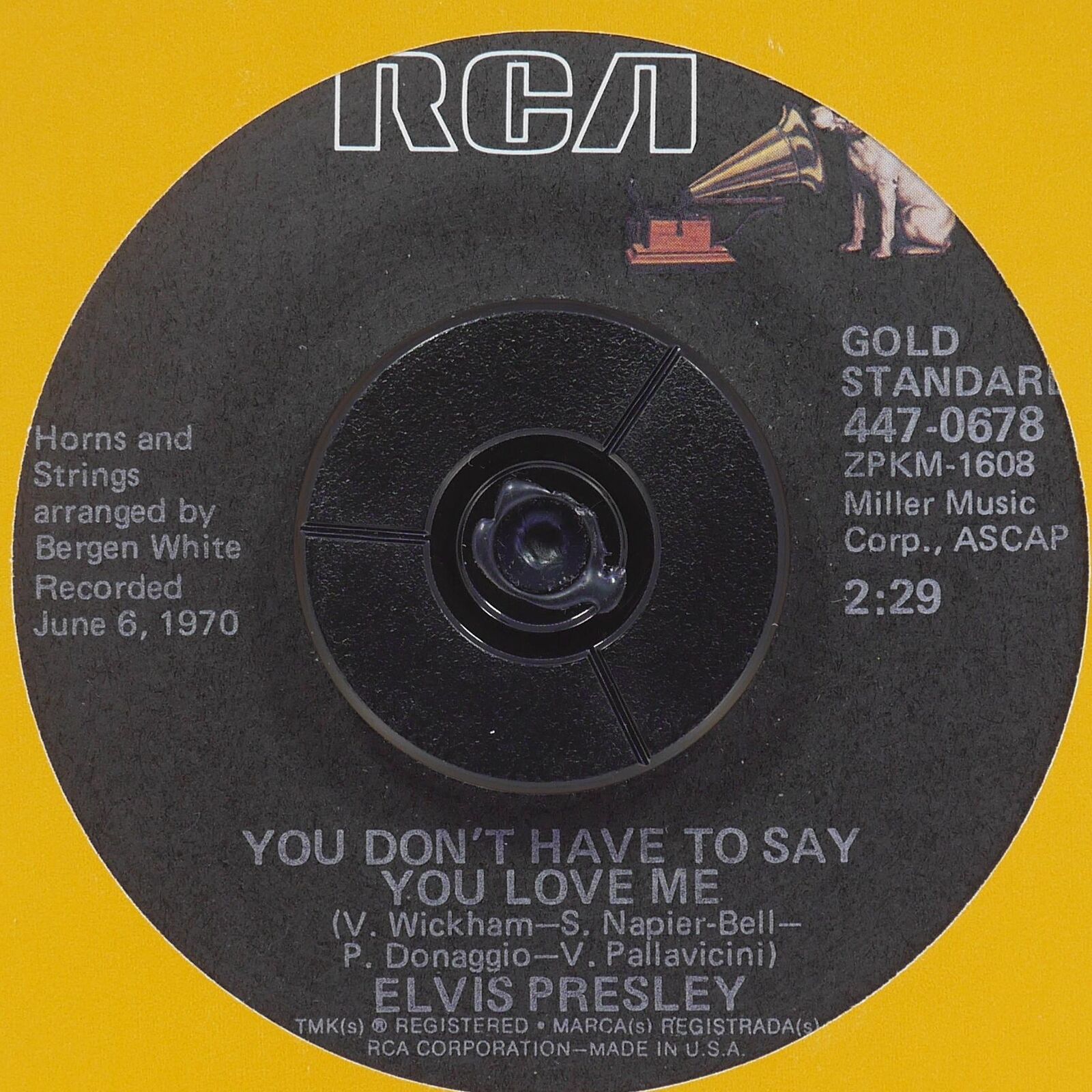 ELVIS PRESLEY Patch It Up / You Don'T Have To Say You Love Me RCA 447-0678 NM 45