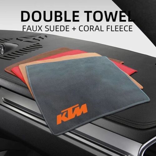 KTM Suede Feel Cleaning Towel Shammy Cloth 30x30cm Grey / Orange EXC EXCF SX SXF - Afbeelding 1 van 2