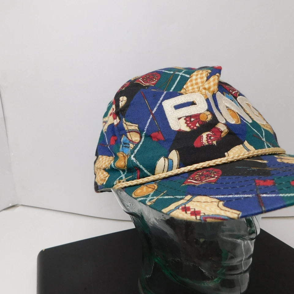 Chapéu de corda de golfe vintage Ping verde estampa total alça de couro ajustável feito nos EUA - Imagem 2 de 4