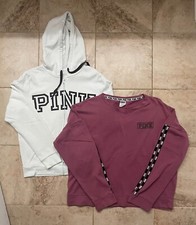 Victoria Secret Pink Hoodie Sweatshirt Womens Size Large Bundle Of 2