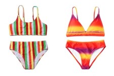 NWT GIRLS 11-12, 13-14 AVOCADO RED STRIPED or AMBER, RED PURPLE OMBRE BIKINI