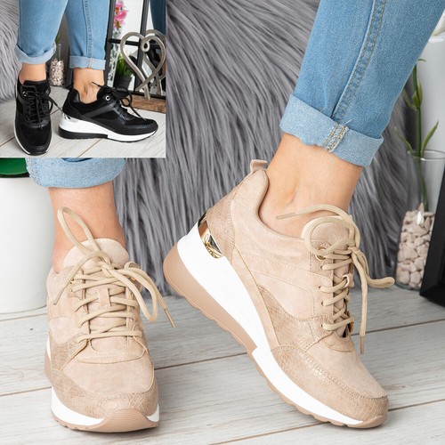 Ladies Wedge Hidden Trainers Womens 