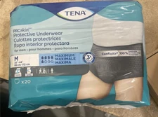 NEW, 1 PKG Tena ProSkin Incontinence Underwear for Men, Med, 20 CT, #TA4524-201