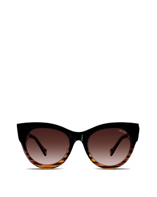Velvet SUNGLASSES CHELSEA CHUNKY CATEYE BLACK TORTOISE BROWN LENS NEW w CASE