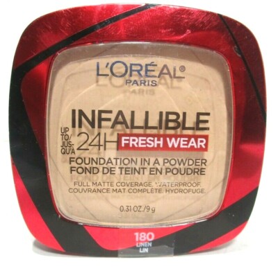 L'Oreal Paris Infallible Fresh Wear Foundation Powder 180 LINEN, 0.31 oz