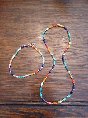 Beaded Boho Beach Hippie Necklace and Ankle Braclet