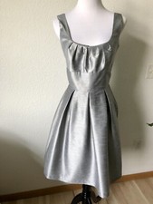 Alfred Sung Platinum Ballerina Party Dress Fit/Flair Deep Front/Back Scoop Sz 4