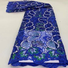 5 Yards Hollow Out Embroidery Tulle Fabric Sequins Floral Mesh Lace DIY Sewing