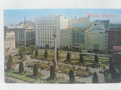 Union Square San Francisco Kalifornien USA Vintage Postkarte Macys Western Airline