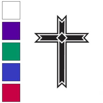 Outlined Cross Diamond, Vinyl Decal Sticker, Multiple Colors & Sizes #2332