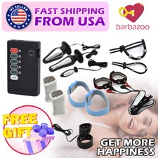 Electric E-Stim Shock Vibrating Prostate Anal Butt Plug Penis-Cock-Ring Sex Toys