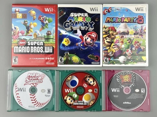 SCRATCHED GAMES SOLD AS IS New Super Mario Bros Wii, Galaxy, Party 8, Sluggers +