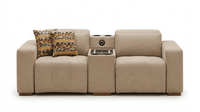 Elegante Beige Wohnzimmer Stoffcouch Designer Polstersofa 2-Sitzer