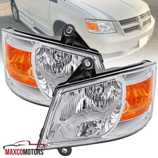 Headlights Fits 2008-2010 Dodge Grand Caravan Repalcement Lamps Left+Right 08-10