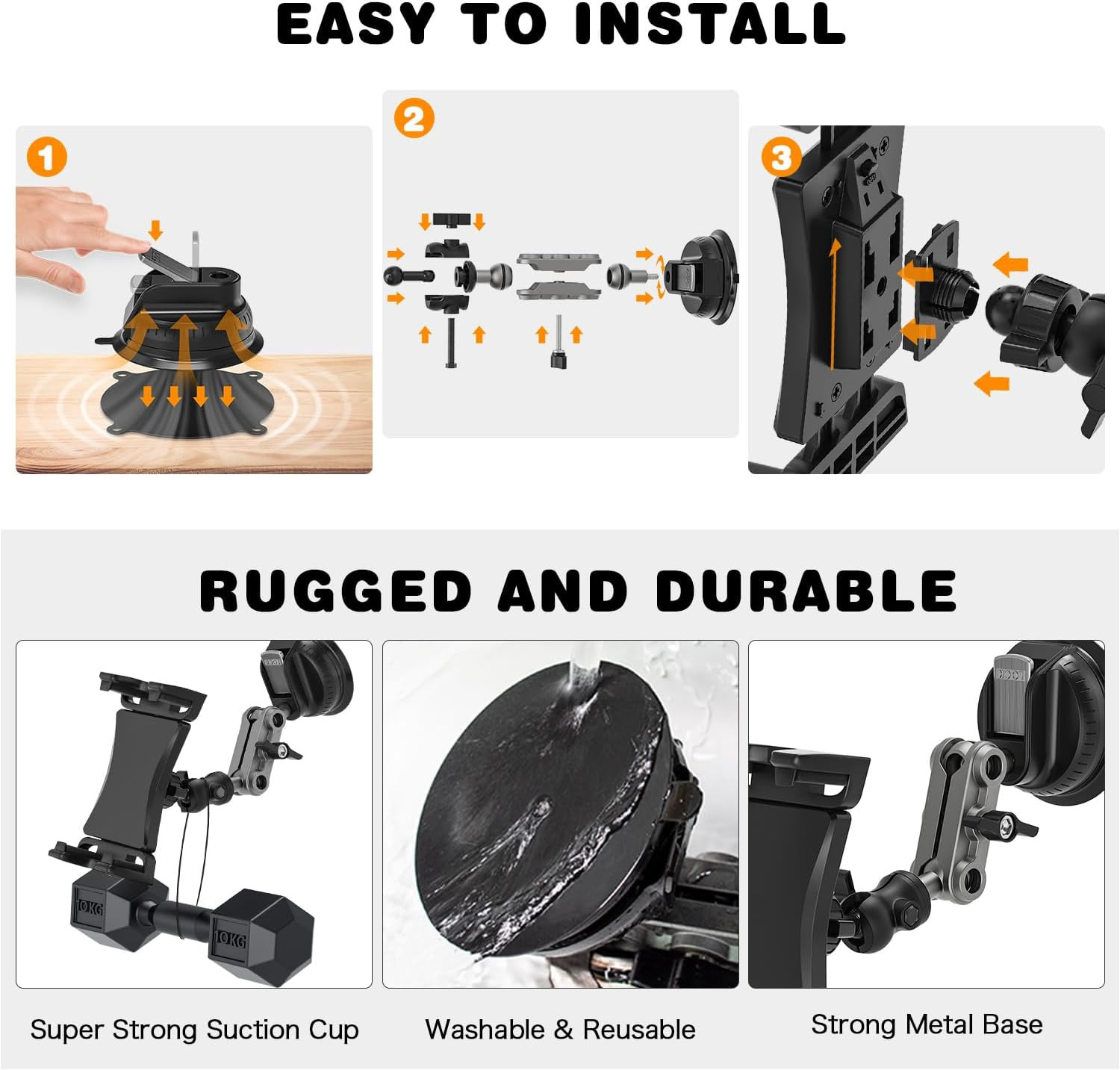 Tablet Mount for Car/Truck Heavy Duty, 360° Adjustable Tablet Stand Wall Mount H