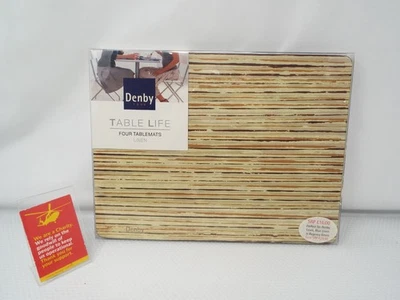 Denby Tischset x 4 neutrale Streifen neu in Verpackung JL3 - Bild 1 von 4