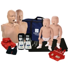 CPR Manikin & AED Trainer Kit w/ Feedback, Dark Tone (1 F, 1 M, 2 Infants)