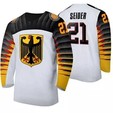 Retro Seider #21 Ice Hockey Jerseys Germany Team Deutschland Custom White/Black