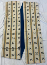 Japanese Vintage Kimono Fukuro Obi Silk White Traditional Authenticy 163 x 11 in