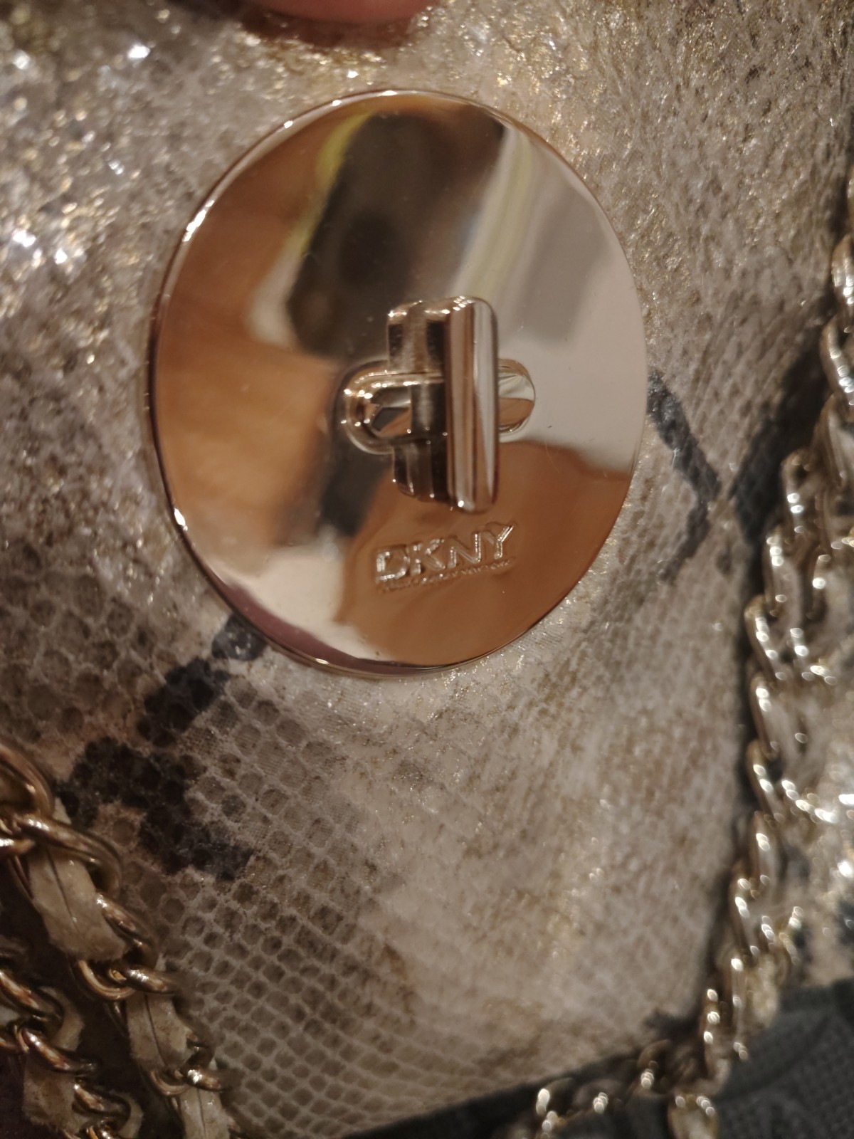 DKNY Metallic Embossed Python Genuine Leather Pur… - image 6