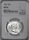 1953-P  50C FRANKLIN SILVER HALF DOLLAR  "PHILADELPHIA"  NGC MS64 #8344591-034
