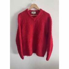 Gucci Red V-Neck Mohair Knit Sweater 2023 Autumn Winter Size L from Japan