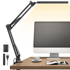 LED Desk Lamp for Home Office, Clamp-On with 5 Light Modes  Auto Shut off  14W