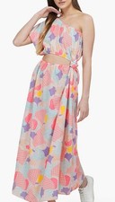 America and Beyond One Shoulder Dress, Size Large Cotton Candy Colors