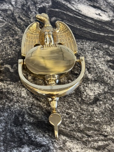 Lot Of 2 Vtg Brass Metal Patriotic American Eagle Door Knocker 8” Tall 4” Wide - Picture 3 of 8